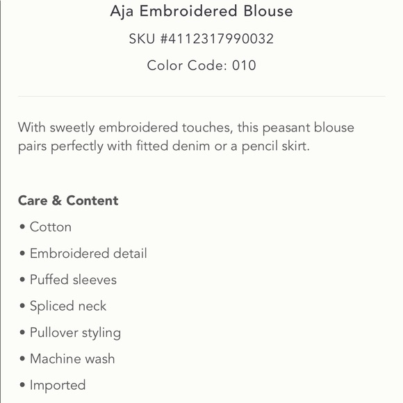 Anthropologie AJA EMBROIDERED BLOUSE size … - Picture 14 of 14